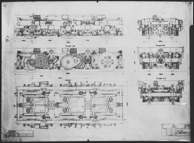 883995 Aanzichten en doorsneden van een draaistel voor een electrische locomotief serie 1300 van de N.S.